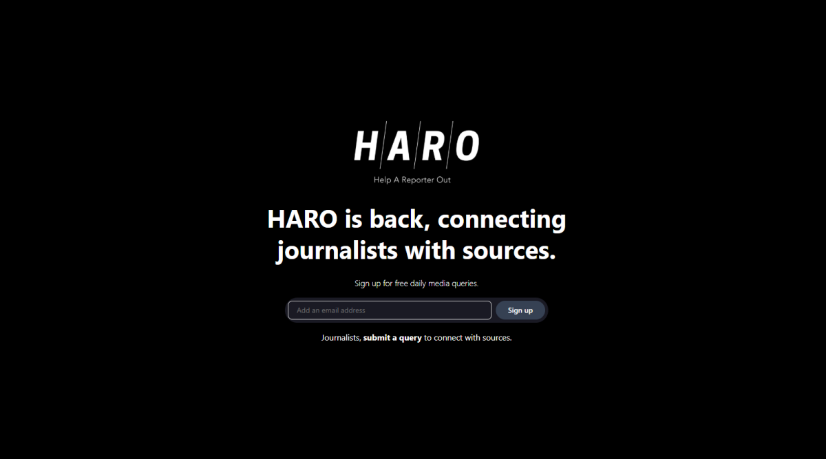 HARO home page for HARO alternatives
