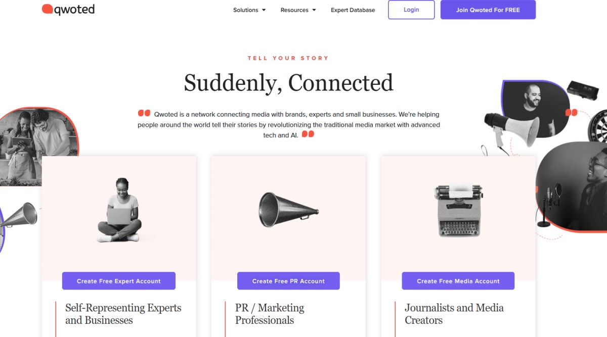 Qwoted, Haro alternative, home page