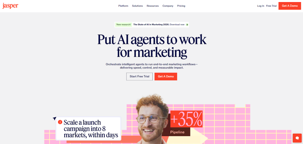 Jasper AI homepage