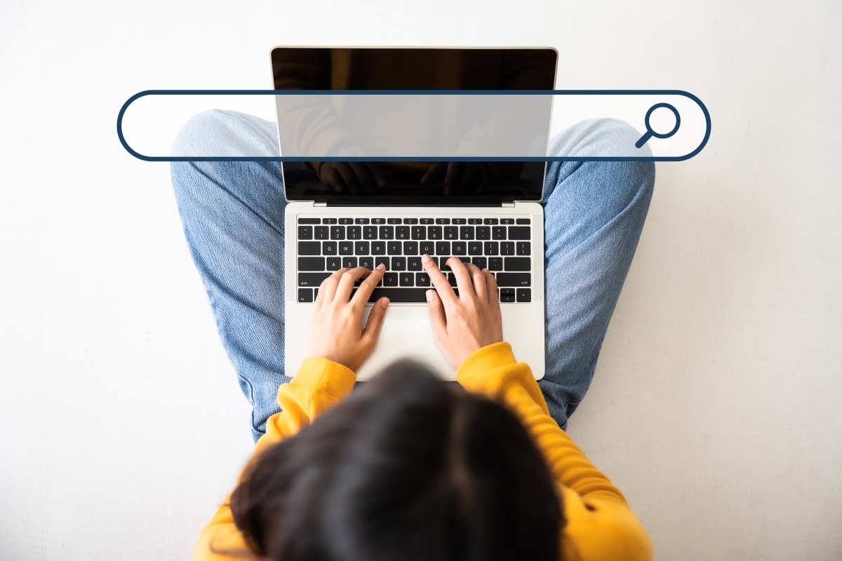 Top view of women use computer laptop to find what they are interested in. 