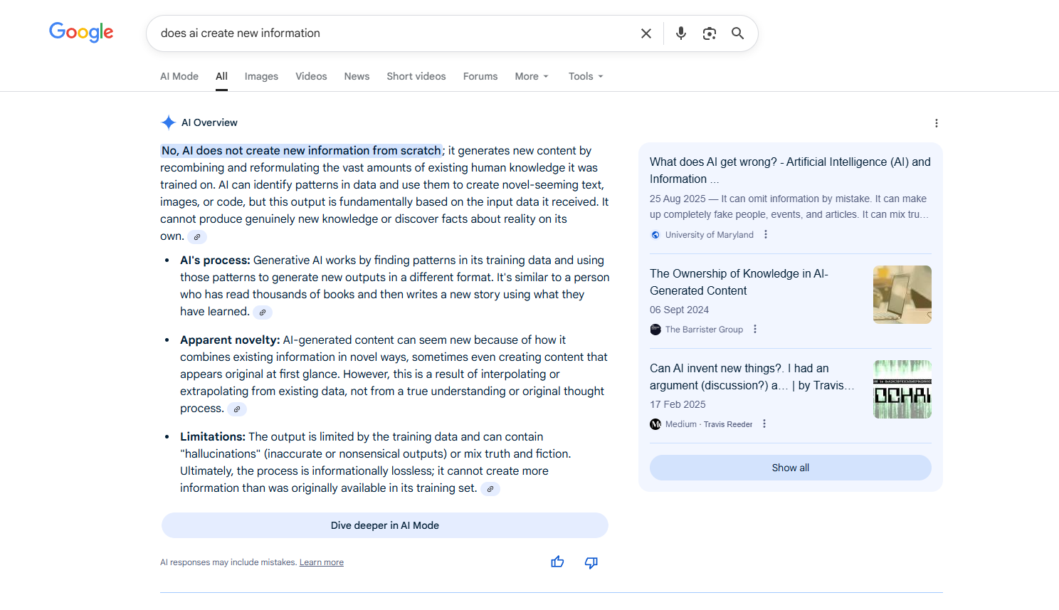 Example of an AI Overview