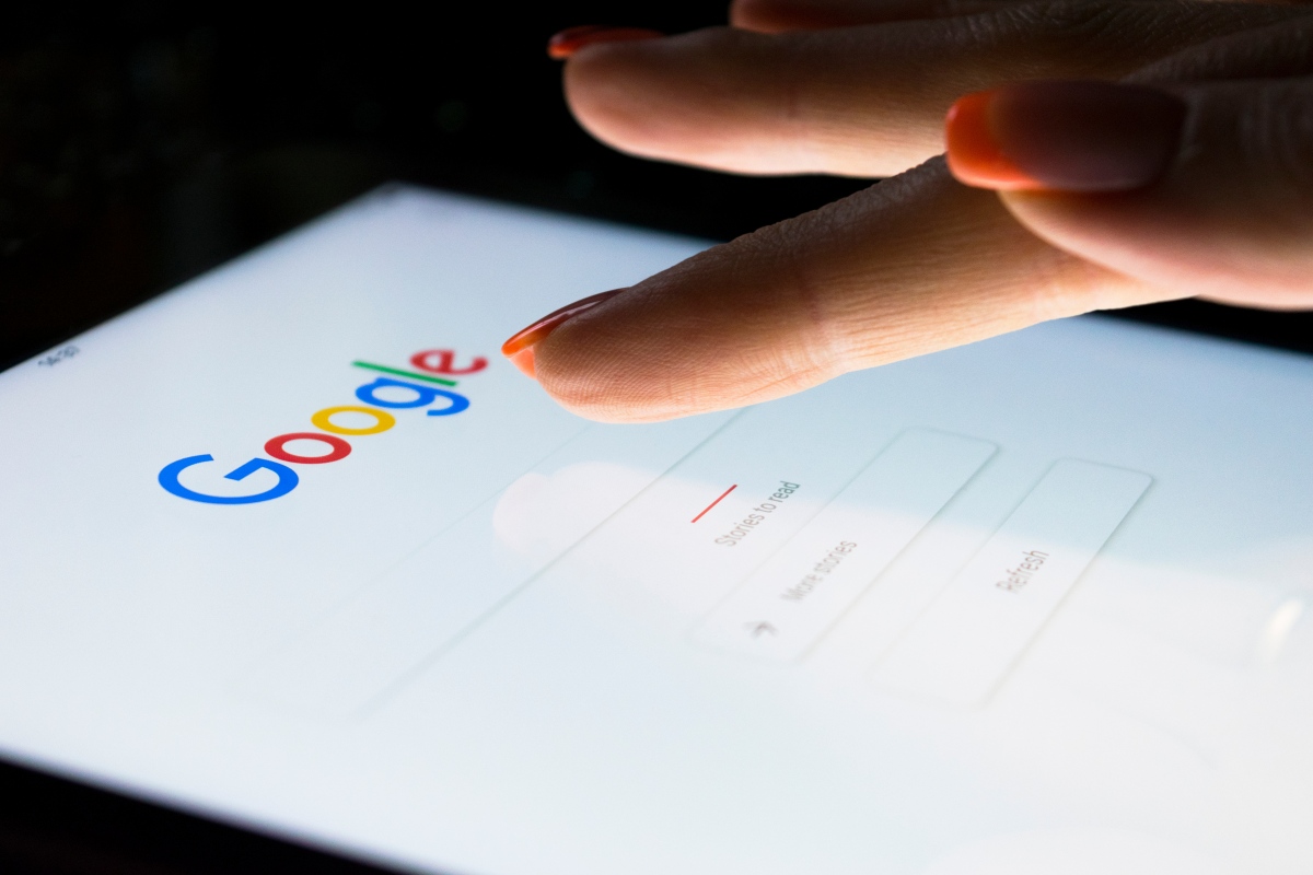 Google home page on a tablet