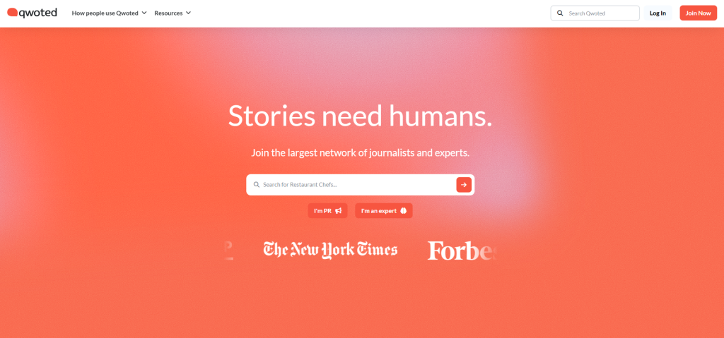 Qwoted homepage